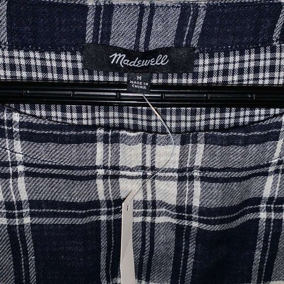 (NEW) Madewell Plaid Blue Blouse - Picture 2 of 5